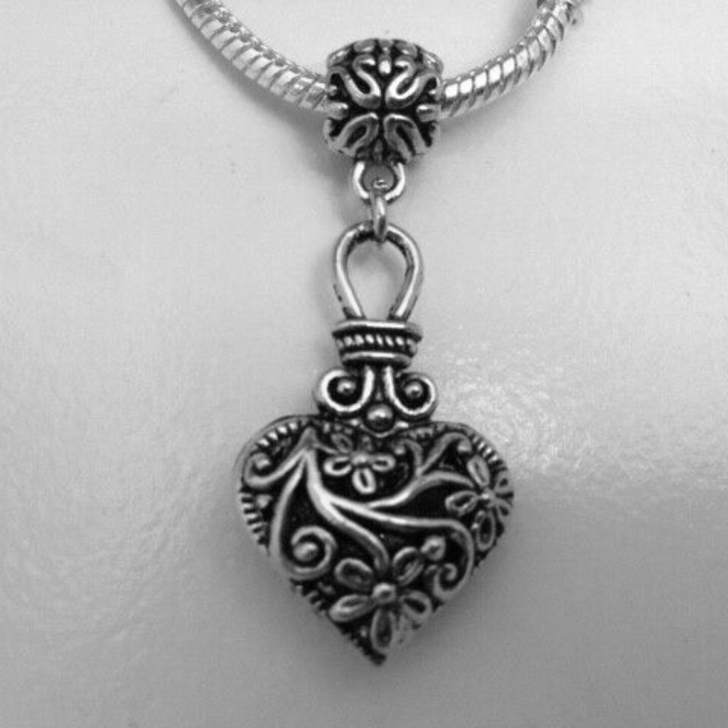 Fancy Filigree Heart Dangling Charm For European Style Charm BraceletsNecklaces 17$